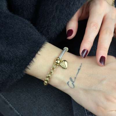 14 Ayar Altın Sade Sevgi Bileklik - 2