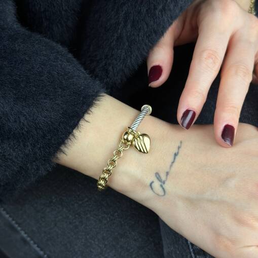 14 Ayar Altın Sade Sevgi Bileklik - 2