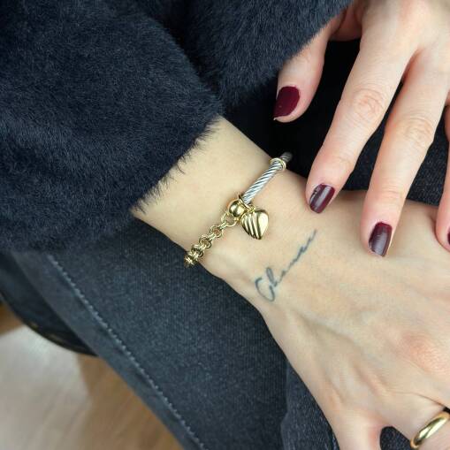 14 Ayar Altın Sade Sevgi Bileklik - 3