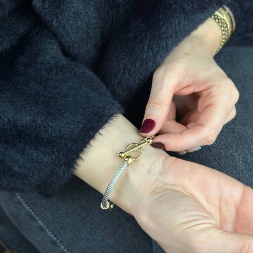 14 Ayar Altın Sade Sevgi Bileklik - 4