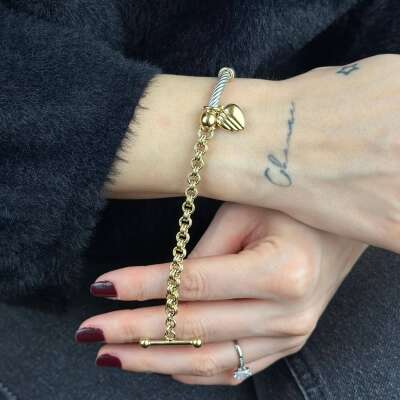 14 Ayar Altın Sade Sevgi Bileklik - 5