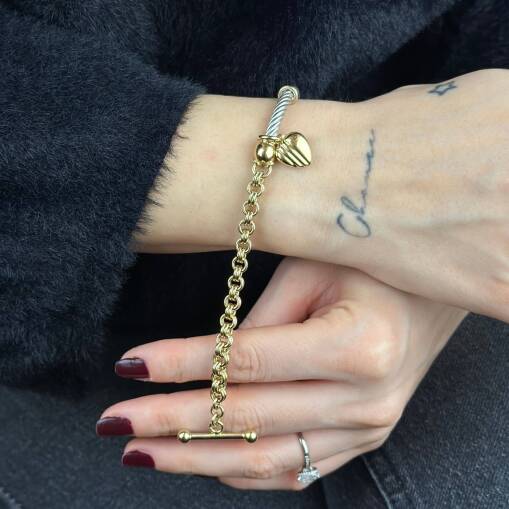 14 Ayar Altın Sade Sevgi Bileklik - 5