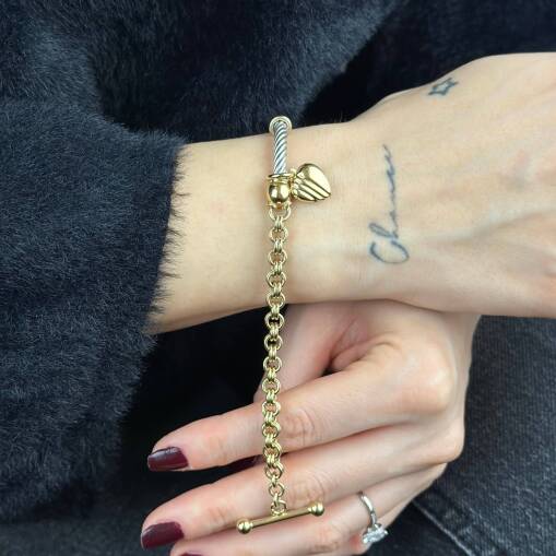 14 Ayar Altın Sade Sevgi Bileklik - 6