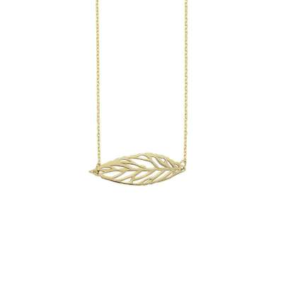 14 Ayar Altın Sade Yaprak Kolye - ENGİNGOLD