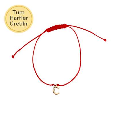 14 Ayar Altın Sallantılı Harf İpli Bileklik - 1