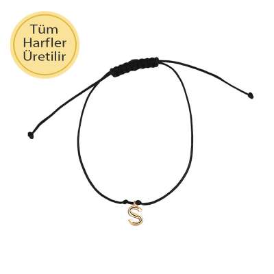 14 Ayar Altın Sallantılı Harf İpli Bileklik - 1
