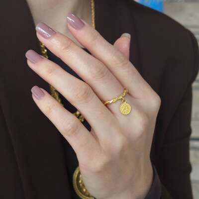 14 Ayar Altın Sallantılı Parlak Burgu Reşat Yüzük - 3