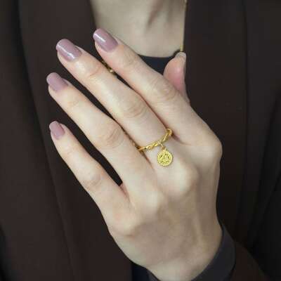 14 Ayar Altın Sallantılı Parlak Burgu Reşat Yüzük - 4