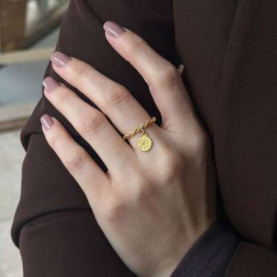 14 Ayar Altın Sallantılı Parlak Burgu Reşat Yüzük - 2