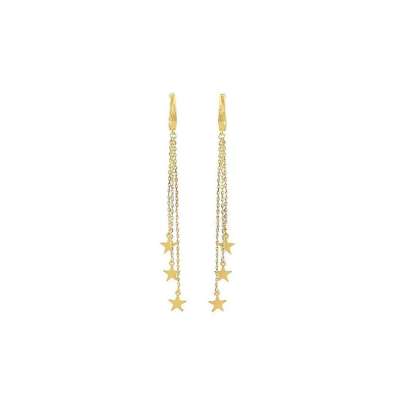 14 Ayar Altın Sallantılı Yıldız Küpe - ENGİNGOLD