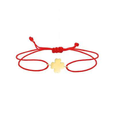 14 Ayar Altın Şans Yonca İpli Bileklik