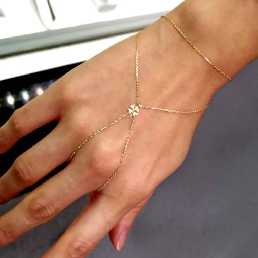 14 Ayar Altın Şans Yonca Şahmeran Bileklik – Zarif Tasarım - 1