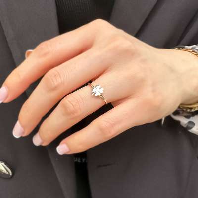 14 Ayar Altın Şans Yonca Yüzük - 2