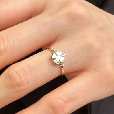 14 Ayar Altın Şans Yonca Yüzük - 3