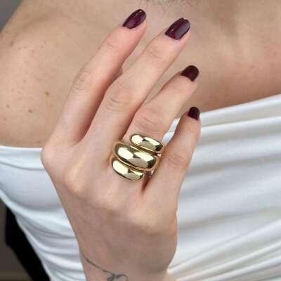 14 Ayar Altın Sarmal Yüzük – Regold Kıvrımlı Tasarım - ENGİNGOLD RGL