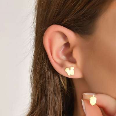 14 Ayar Altın Sincap Sevgisi Küpe - ENGİNGOLD