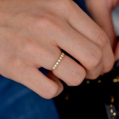 14 Ayar Altın Sırataşlı Yüzük - 2