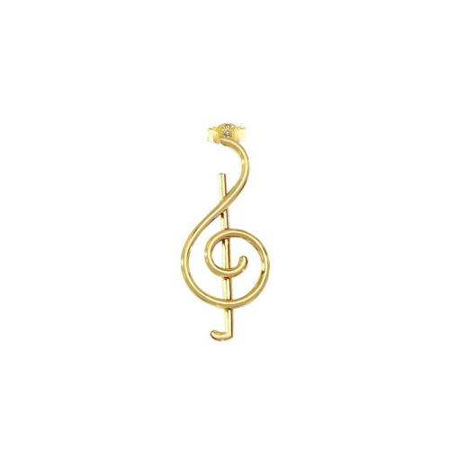 14k Altın Tek Sol Anahtarı Müzik Küpe - 1