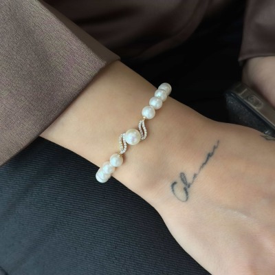 14 Ayar Altın Suyolu Anturaj İnci Bileklik - 2