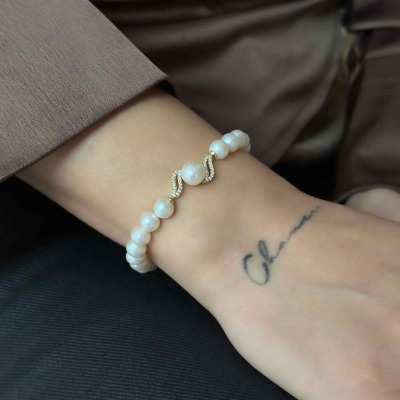 14 Ayar Altın Suyolu Anturaj İnci Bileklik - 3