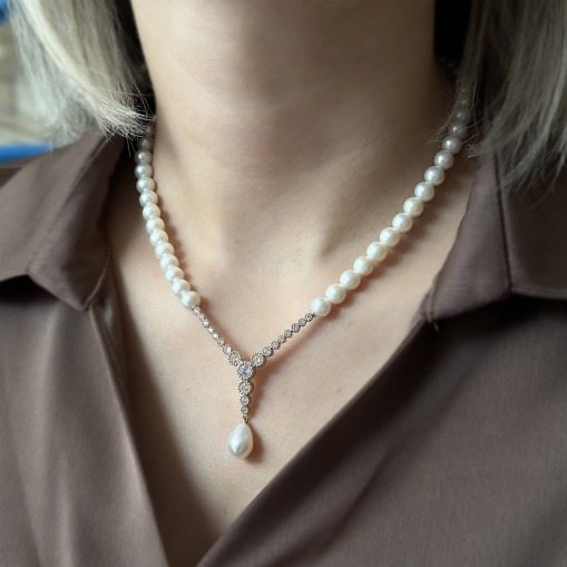 14 Ayar Altın Suyolu İnci Kolye - 1