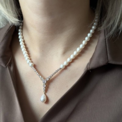 14 Ayar Altın Suyolu İnci Kolye - 2