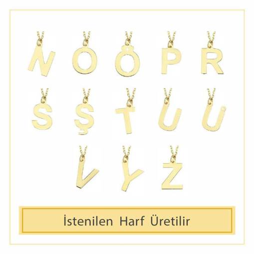 14 Ayar Altın T Harfli Kolye - 4