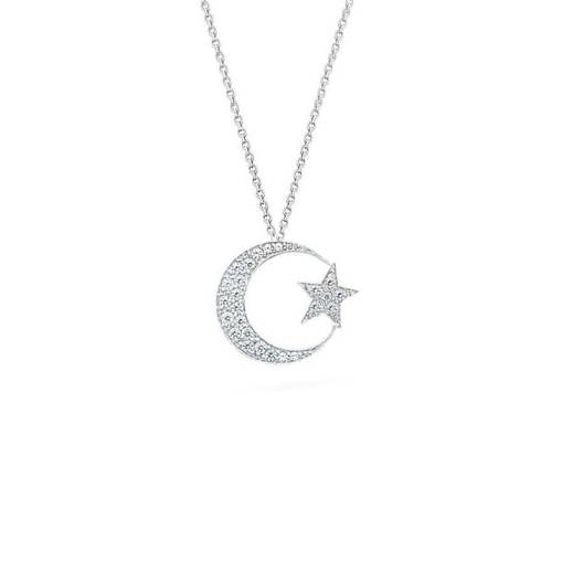 14 Ayar Altın Taşlı Ayyıldız Kolye - 1