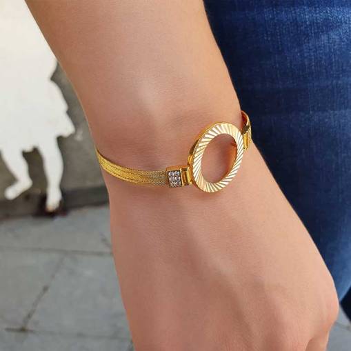 14 Ayar Altın Taşlı Çerçeve Bileklik - 1