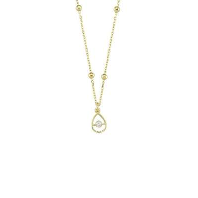 14 Ayar Altın Taşlı Damla Model Kolye - ENGİNGOLD