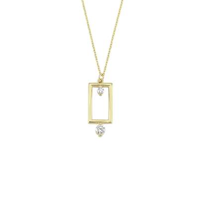 14 Ayar Altın Taşlı Geometrik Kolye - ENGİNGOLD