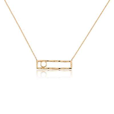 14 Ayar Sade Altın Geometrik Kolye - ENGİNGOLD