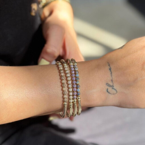 14 Ayar Altın Taşlı Esnek Bileklik - 1