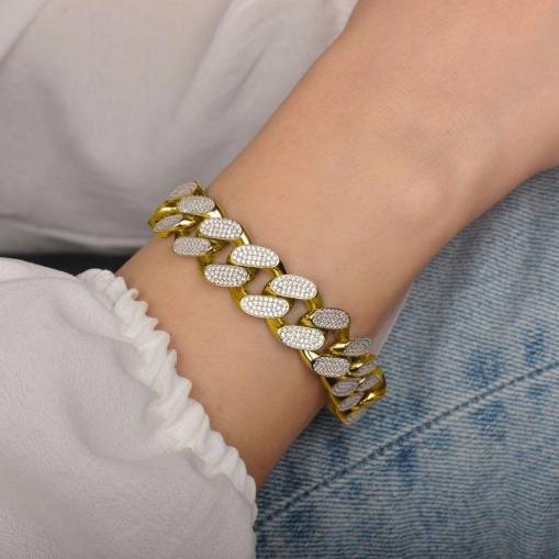 14 Ayar Altın Taşlı Halka Bileklik - 1