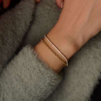 14 Ayar Altın Taşlı Halka Bileklik - ENGİNGOLD ALN