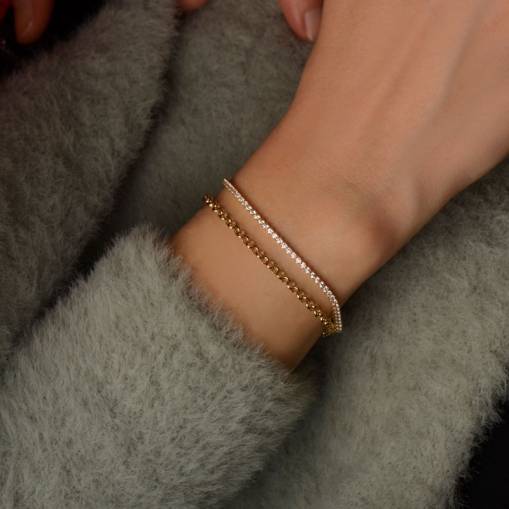 14 Ayar Altın Taşlı Halka Bileklik - 1