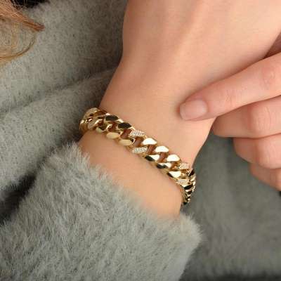 14 Ayar Altın Taşlı Halka Bileklik - ENGİNGOLD RZG