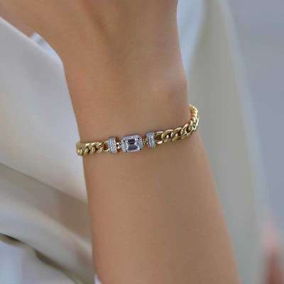 14 Ayar Altın Taşlı Halka Bileklik - ENGİNGOLD RZG