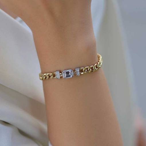 14 Ayar Altın Taşlı Halka Bileklik - 1