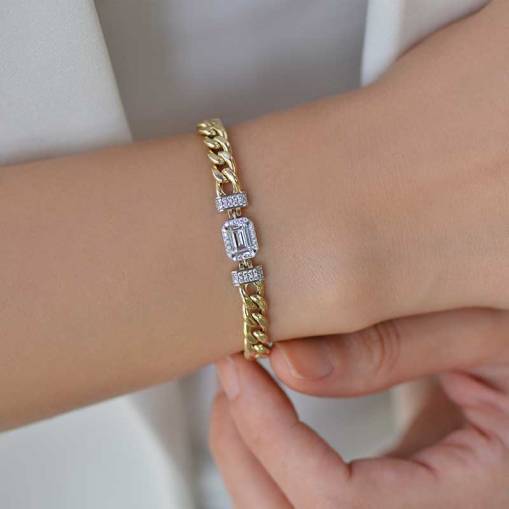 14 Ayar Altın Taşlı Halka Bileklik - 2