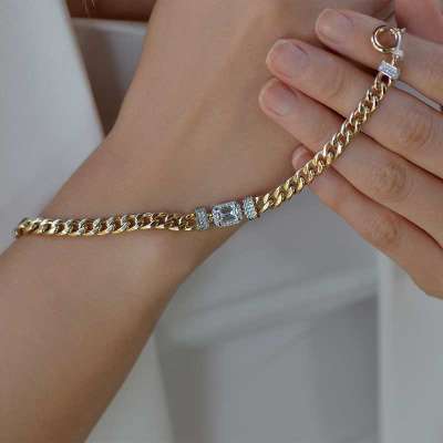 14 Ayar Altın Taşlı Halka Bileklik - 3