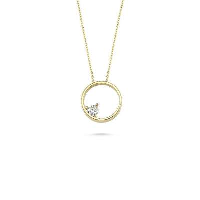 14 ayar Altın Taşlı Halka Kolye - ENGİNGOLD