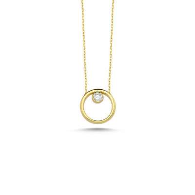 14 Ayar Altın Taşlı Halka Kolye - ENGİNGOLD