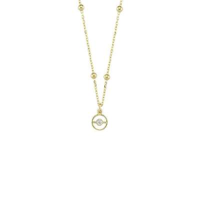 14 Ayar Altın Taşlı Halka Kolye - ENGİNGOLD