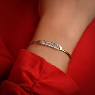 14 Ayar Altın Taşlı İtalyan Bileklik - 2