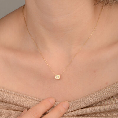 14 Ayar Taşlı Kalp Kolye - 2