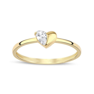 14 Ayar Altın Taşlı Kalp Yüzük