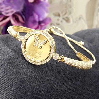 14 Ayar Altın Taşlı Plaka Bileklik - 2