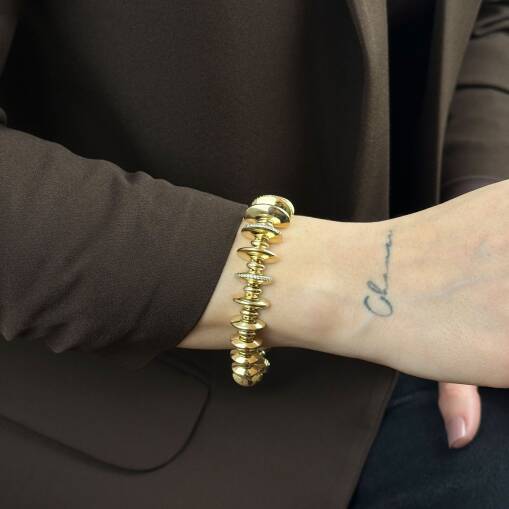 14 Ayar Altın Taşlı Ritim Bileklik - 3