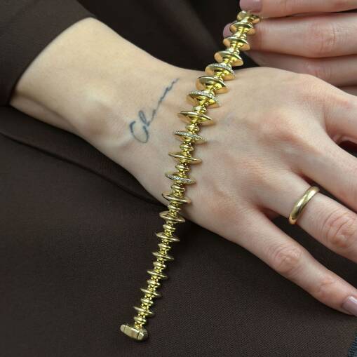 14 Ayar Altın Taşlı Ritim Bileklik - 5